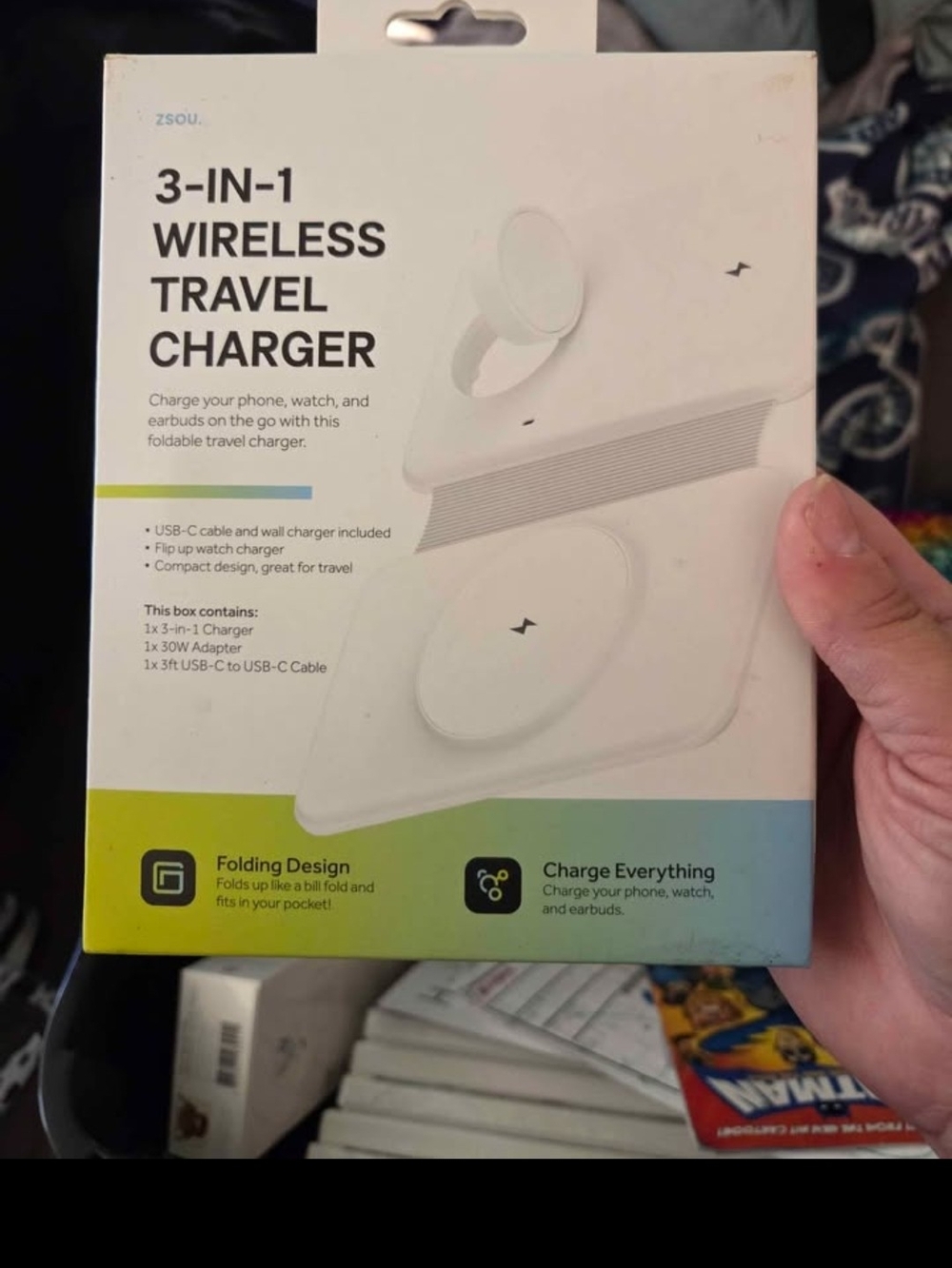 3-in-1 Wireless Travel Charger - White